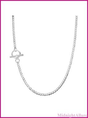 925 Sterling Silver Curb Chain Lariat Y Necklace 20" Toggle Clasp